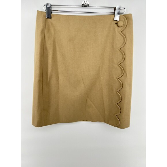 J.Crew Skirt Womens 2T Beige Wool Pencil Lined Back Zip Career - Picture 1 of 5